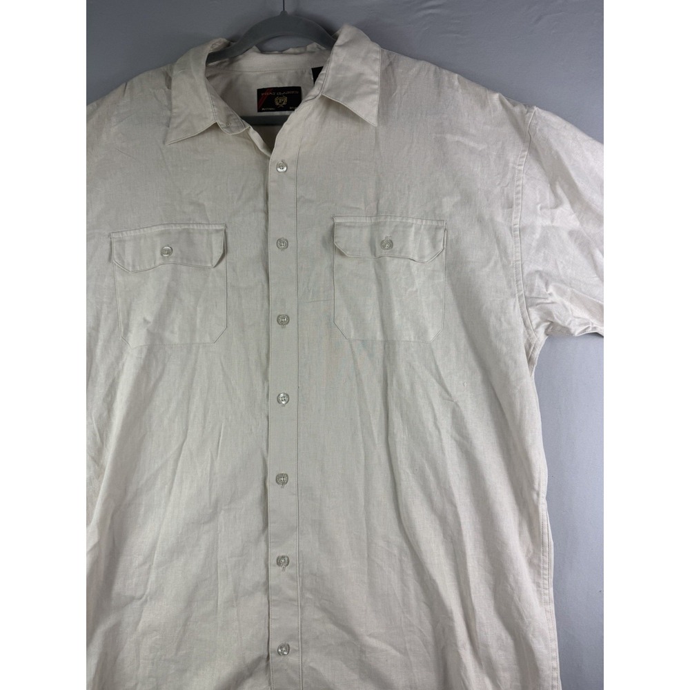 Phat Farm Classics ivory cotton linen blend ss button up shirt, men's 2X